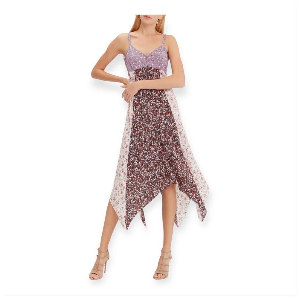 Intermix Isla Floral-Printed Silk Midi Dress, Size 6, New with tag‎